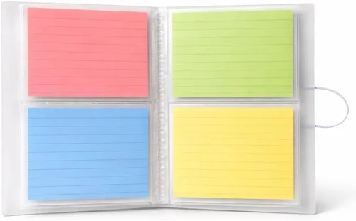 Vista 9 de SHANGRLA Carpeta portatarjetas de índice de 3 x 5, organizador de tarjetas para notas, tarjetas flash y tarjetas de recetas, 90 fundas