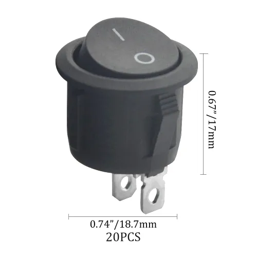 Vista 5 de XINGYHENG 20 interruptores basculantes redondos de encendido y apagado de 2 pines SPST para barco, AC 6A/125V 10A/250V con cable pre-soldado