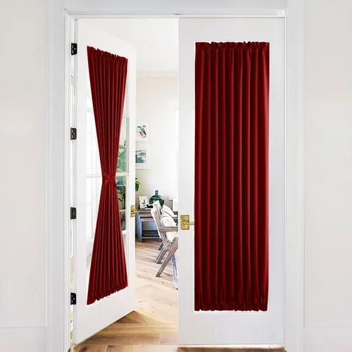 Vista 52 de XWZO - Cortinas para puerta con cortinero, cortinas blackout térmicas y oscurecedoras para puerta francesa, cortinas para ventana de la cocina, 12 x