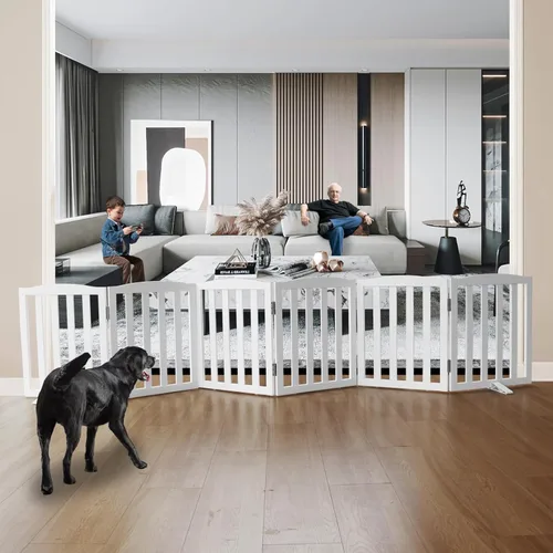 Vista 29 de Puerta Independiente para Perros para Interiores, Puerta para Perros Plegable, Puertas para Mascotas para Entradas, Escaleras o Pasillos, Puerta