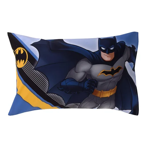 Vista 4 de Warner Brothers Batman The Caped Crusader - Juego de sábanas de 2 piezas para niños pequeños, sábana bajera ajustable y funda de almohada reversible