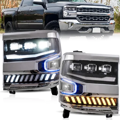 Vista 10 de VLAND Faro delantero apto para Chevrolet Silverado 1500 2016-2018 4ª generación (Base, LTZ, 1LZ, 2LZ, LT, 1LT, 2LT, LS, WT) con animación