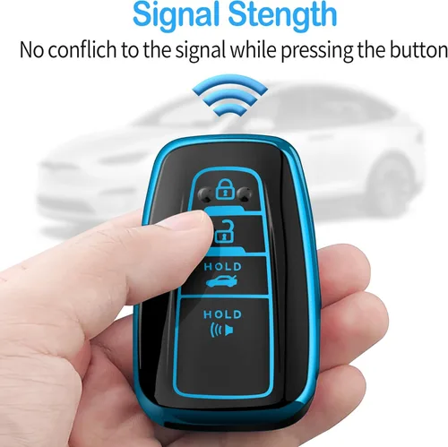 Vista 4 de Compatible con Funda para Llavero de Toyota con Keychain de TPU Suave, para 2019-2025 Rav4 2019-2024 Camry 4 Runner 2020-2022 Highlander Corolla Azul