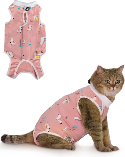ANWA Traje de Recuperación para Gatos - Mono transpirable para gatos hembras después de la cirugía, traje de recuperación quirúrgica para gatitos