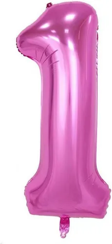 Vista 2 de Juego de globos de corona rosa número 1 de 40 pulgadas, globos de primer cumpleaños para niñas, decoraciones de primer cumpleaños, globos