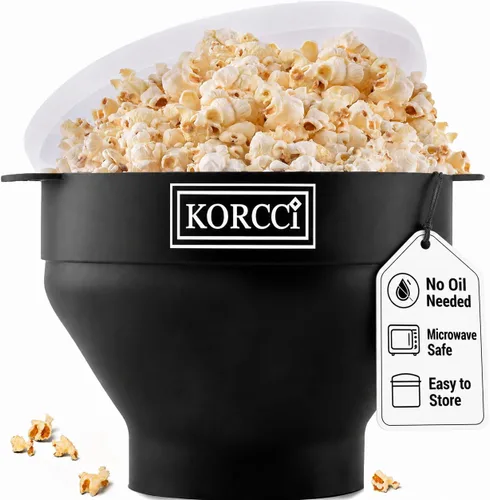 Vista 25 de El Fabricador de Palomitas de Maíz Original Korcci de Silicona para Microondas, Fabricador de Palomitas para Microondas, Tazón Plegable para Hacer
