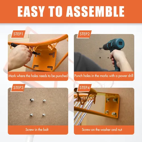 Vista 4 de Geta de aro de baloncesto de 18 pulgadas, red de aro de repuesto para borde de baloncesto para interior y exterior