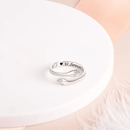 Vista 4 de BEILIN - Anillo de plata de ley 925, ajustable, inspirador, con personalidad, regalo para adolescentes, niñas y mujeres