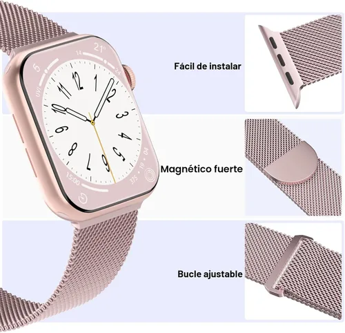 Vista 3 de 3 Pack Mesh Metal Band Compatible with Apple Watch Band 38mm 40mm 41mm 42mm 44mm 45mm 46mm 49mm, Stainless Steel Magnetic Loop Strap for iWatch