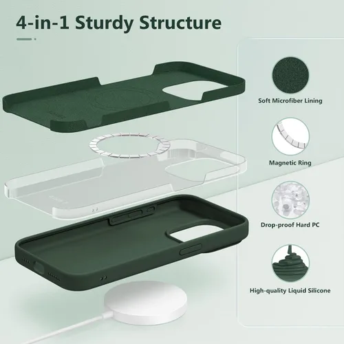 Vista 496 de GONEZ Funda magnética para iPhone 14, compatible con Magsafe, con protector de pantalla + protector de cámara, forro de microfibra antiarañazos