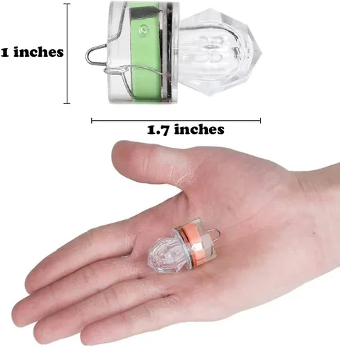 Vista 4 de Paquete de 10 luces LED de caída profunda de pesca, luces LED estroboscópicas intermitentes de colores, luz de pesca subacuática, atractantes