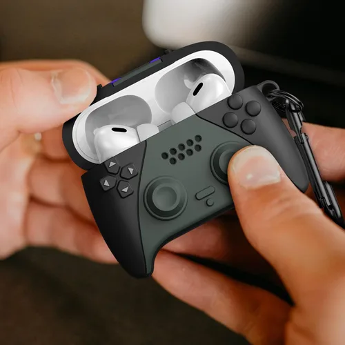 Vista 2 de KOREDA Compatible con estuche AirPods Pro de 2ª/1ª generación con kit de limpieza, funda protectora de silicona con diseño de jugador de juego