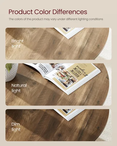 Vista 5 de VASAGLE Colección MAEZO - Mesa de café redonda, mesa central de 2 niveles con almacenamiento, patas cónicas, transiciones curvas, 31.5 pulgadas