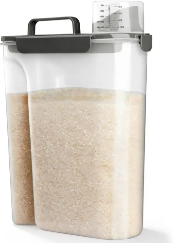 Vista 15 de Viretec Recipiente de almacenamiento de arroz, dispensador hermético de alimentos secos de 10 a 20 libras, recipiente de comida para mascotas