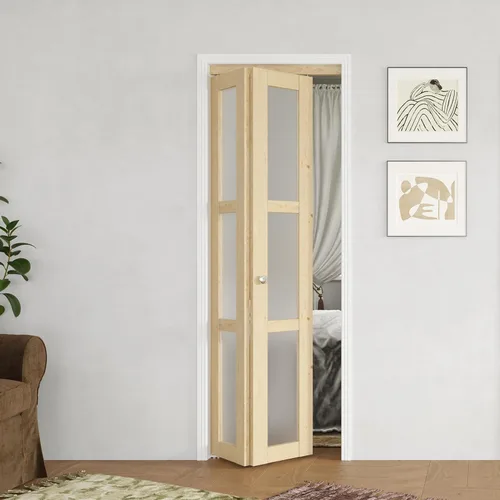 Vista 20 de BARNER HOME Puerta plegable, puerta de armario de cristal transparente de 3 lites, para apertura de 48 x 80 pulgadas, puertas plegables con kits