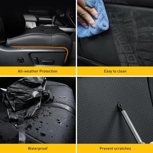 Vista 9 de Super Funda para Toyota Tundra 2014-2021 (solo CrewMax), protectores de asiento de cuero completamente cubiertos para Tundra 2021 2020 2019 2018