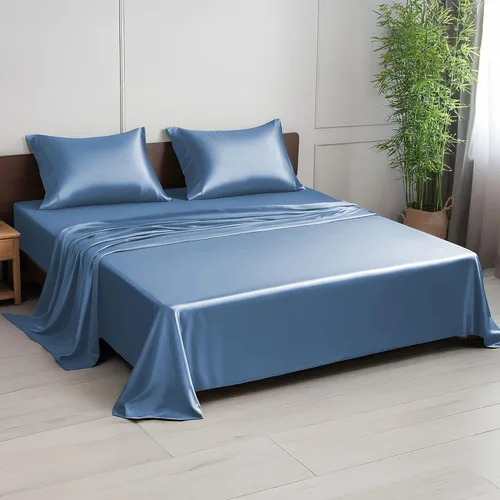 Vista 9 de Linenwalas Juego de sábanas de alta calidad 100% viscosa derivada de bambú, ultra suave, transpirable y refrescante, ideal para personas que duermen