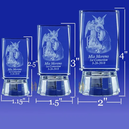 Vista 3 de Primera Comunión para niña 12 piezas de cristal 3D, regalos de Primera Comunión, personalización y personalización grabado grabado con láser 3D
