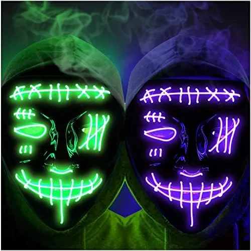 Máscara LED de terror de Halloween, máscara de purga LED, máscara de luz LED para disfraz de Halloween