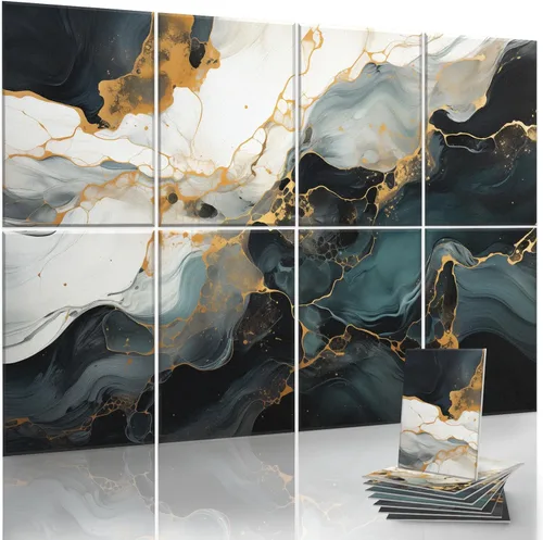 Vista 13 de JaneTech Paquete de 8 paneles acústicos artísticos de 48 x 32 pulgadas, paneles de absorción de sonido, tratamiento acústico para estudios