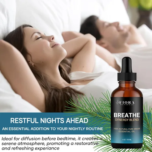 Vista 4 de Aceite esencial Breathe para difusor - Mezcla de aceites esenciales con eucalipto, menta, árbol de té y menta, aceite esencial Breathe