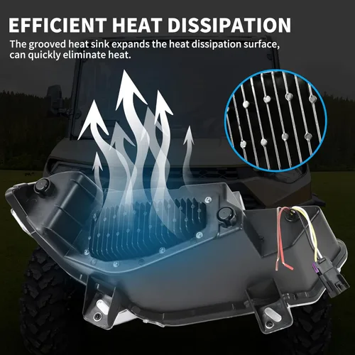 Vista 5 de Conjunto de faros delanteros LED para Polaris Ranger 18-25, luces delanteras LED con luces de circulación diurna, luz de señal de giro para Polaris