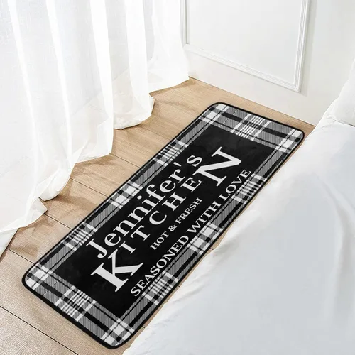 Vista 7 de Alfombras de cocina personalizadas con diseño de búfalo blanco, antideslizantes, acolchadas, antifatiga, para baño, cuarto de servicio, estar parado