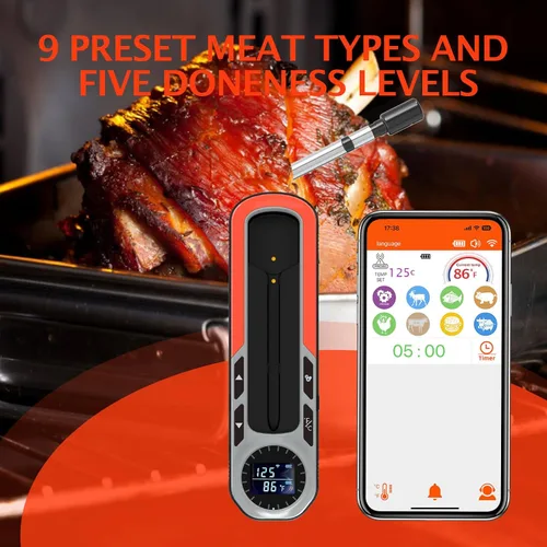 Vista 8 de BHY Wireless Meat Thermometer - Smart Digital Cooking Thermometer with 500Ft Remote Range Wireless Probe, Food Thermometer for BBQ Oven Grill, with