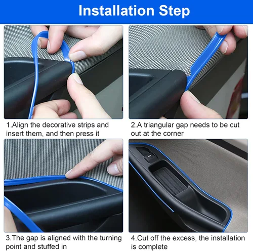 Vista 4 de Tiras decorativas para interior de automóvil, impermeables, ajuste universal y flexibles, tiras para insertar, incluye herramienta de instalación