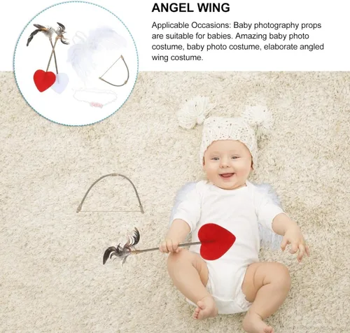 Vista 4 de ARTIBETTER Conjunto de disfraz de Cupido de ángel, mini juego de cupido de Cupido con lazo y flechas alas para la cabeza, conjunto de disfraz