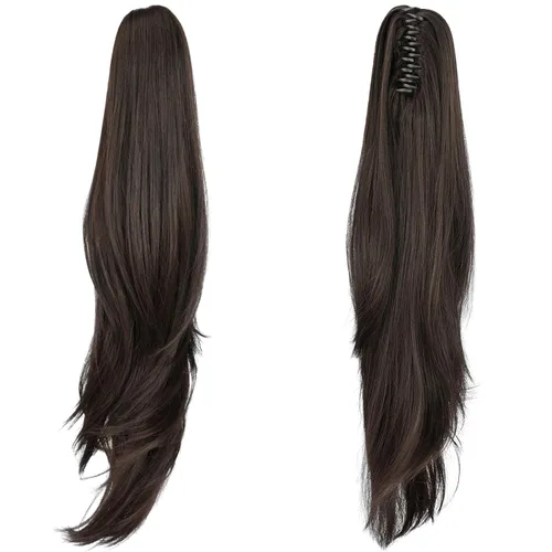 Vista 28 de Extensión de cola de caballo, extensiones de cabello con clip de garra de 12 pulgadas, extensiones de cabello corto rizado, extensión de cola