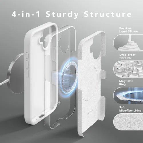 Vista 1640 de GONEZ Funda magnética para iPhone 14, compatible con Magsafe, con protector de pantalla + protector de cámara, forro de microfibra antiarañazos
