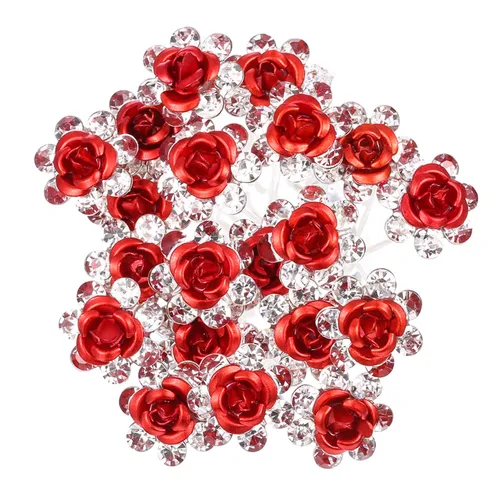 Vista 7 de Vpang 20 piezas de horquilla en forma de U con diamantes de imitación, horquilla para el cabello, accesorios para el cabello para bodas, fiestas