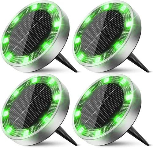 Vista 20 de Peasur Luces solares de suelo para exteriores, paquete de 2 luces planas de disco con energía solar, IP68 impermeable, antioxidante, iluminación