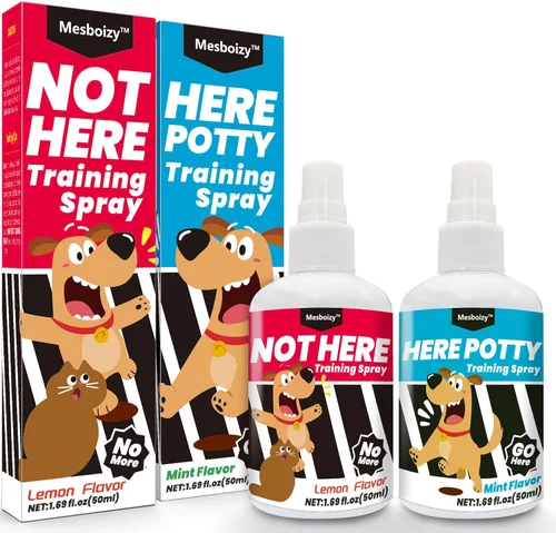 Juego de aerosol para orina de perro, incluye spray de entrenamiento Here Potty & Not Here, spray de entrenamiento para perros, ayuda a los perros a