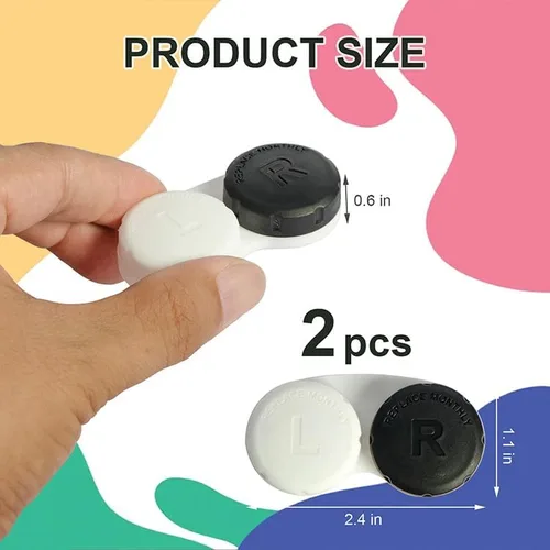 Vista 2 de Funda para lentes de contacto, estuche de contacto blanco y negro, 2 piezas, kit de inmersión, contenedor de soporte para el hogar, oficina