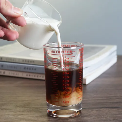 Vista 2 de Taza medidora 4 onzas/120ML Vaso de chupito líquido pesado alto taza de vidrio espresso (negro)