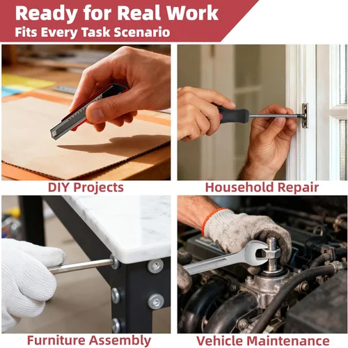 Vista 2 de Kit de herramientas, caja de aluminio para hombres, 515 piezas, kit de herramientas para el hogar general con 4 cajones para reparación del hogar