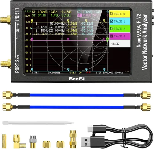 Versión mejorada del analizador de red vectorial NanoVNA-F V2 50kHz-3000MHz HF VHF UHF VNA, analizador de antena con pantalla de 4.3 pulgadas,