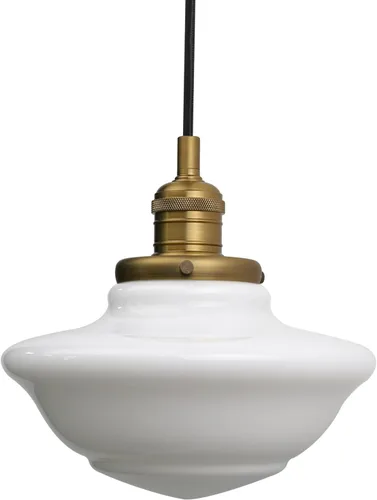 Pathson Modern Pendant Light with Milk White Glass, Vintage Ceiling Pendant Lighting Adjustable Textile Cord, Frosted Ceiling Fixture Lamp for