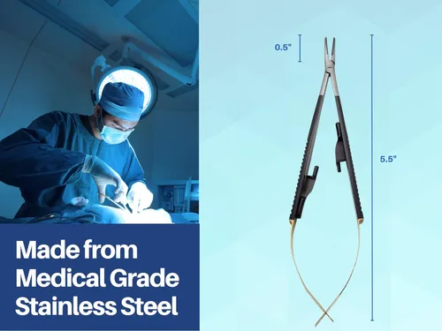 Vista 5 de ARTMAN INSTRUMENTS Castroviejo Portaagujas de Sutura Micro Preciso – Punta Curva de 5.5", Insertos de Carburo de Tungsteno, Acción de Resorte