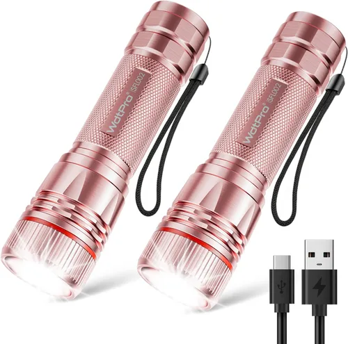 Vista 14 de WdtPro Linternas recargables de alto lúmenes, 1 paquete de 10H de larga duración, súper brillantes, para EDC, linternas LED mini tácticas