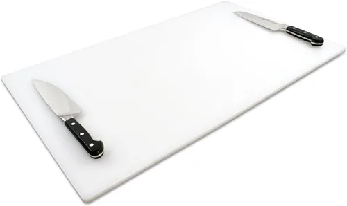 Vista 9 de Thirteen Chefs Tabla de cortar extra grande de 30 x 18 para pescado, carne, barbacoa, plástico negro de 1/2 pulgada de grosor, polietileno HDPP