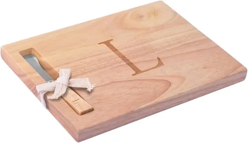 Vista 10 de Miicol Tabla de madera para charcutería, tabla de queso con monograma de 10 pulgadas, tabla de cortar inicial personalizada con esparcidor, regalo
