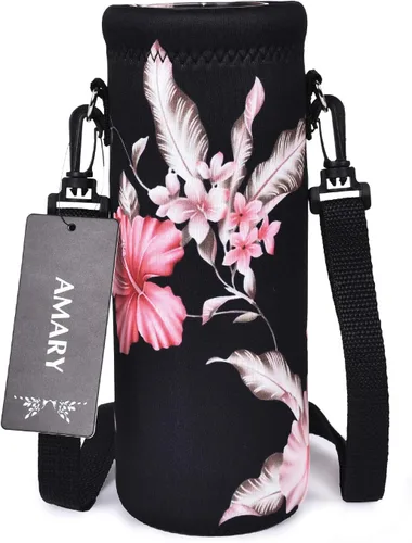 Vista 15 de AMARY Bolsa de neopreno para botella de agua de 33.8 fl oz con correa ajustable para el hombro, cubierta aislada para botellas de acero Aves