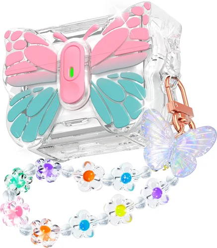 Vista 9 de R-fun Funda para AirPods Pro 2 Butterfly Artistry - Tapa desplegable automática y función de soporte, protección de grado militar de 360°