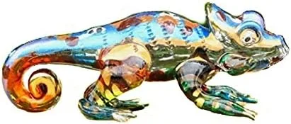 Figura de animal de reptiles soplados de cristal de camaleón de 2 pulgadas hecha a mano - No.2