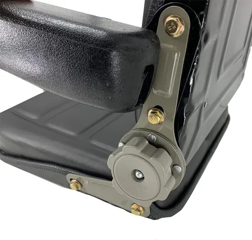 Vista 7 de Asiento de tractor de suspensión de PVC con respaldo y reposabrazos ajustables de 140° Negro Se adapta a carretilla elevadora de excavadora