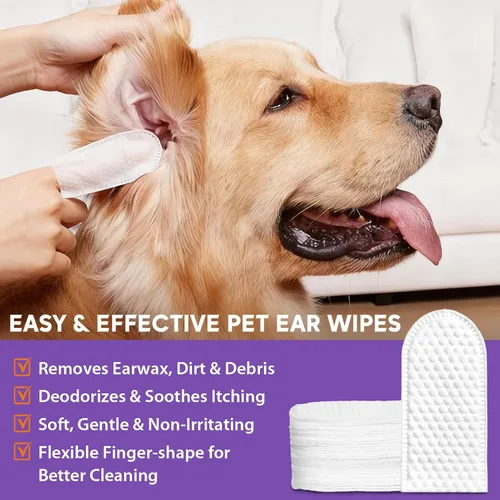 Vista 4 de Pjordo Kit de limpiador de oídos para perros – Lavado de oídos para perros con aloe vera y hamamelis, toallitas para dedos de orejas de perro