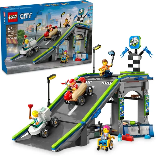 LEGO 60460 City Race Car Jump Course Toy Toy Bloques de regalo de cumpleaños Educativos Niños Niñas 6 años 7 años 8 9 años Vehículo Mini auto